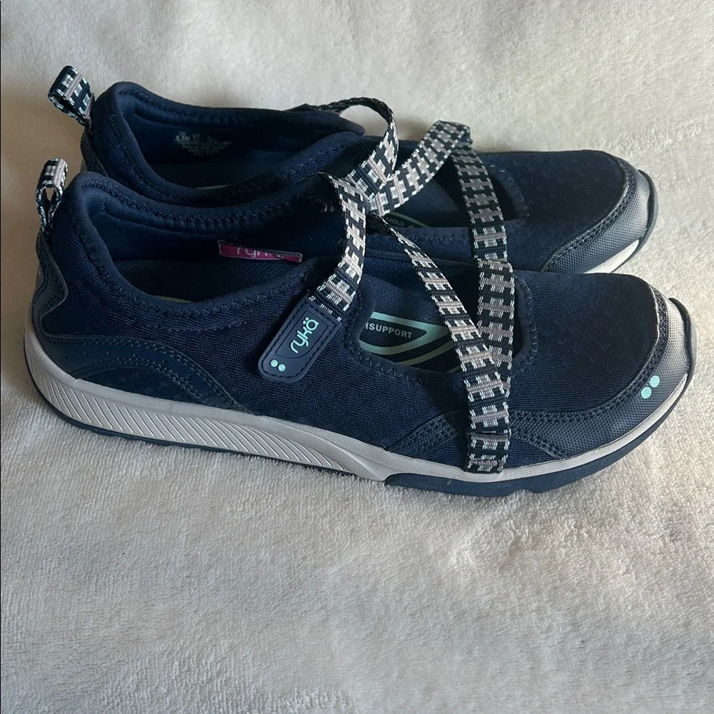 Ryka Kailee Mary Jane Sneakerina Sneakers Ballerina Straps Navy Blue Women’s 9.5 - Picture 2 of 9